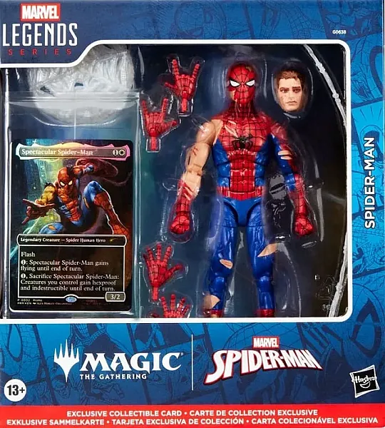 MARVEL LEGENDS MAGIC: THE GATHERING ACTION FIGURE BATTLE-DAMAGED SPIDER-MAN (PLUS EXCLUSIVE FOIL CARD) 15 CM